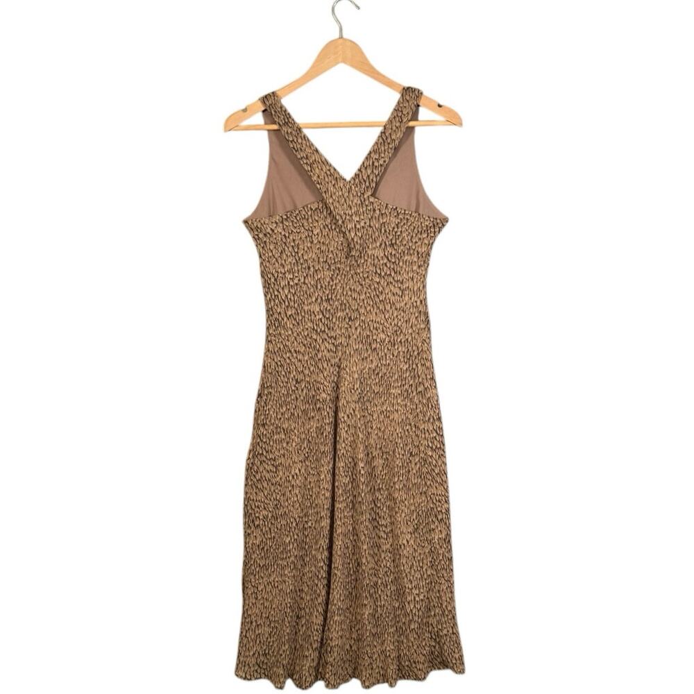 Ann Taylor 100% Silk Midi Dress Size 8 Neutral Print Sleeveless Classic Office - Picture 7 of 10